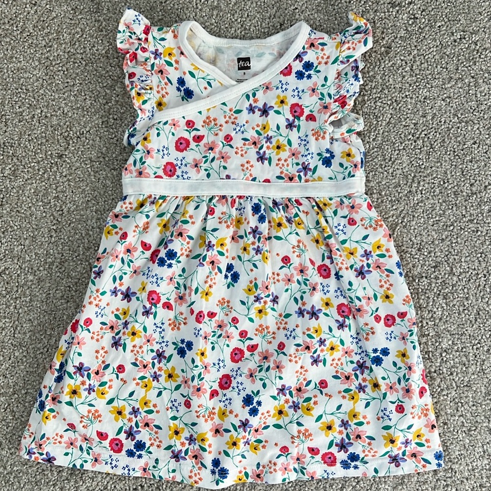 Tea Collection Ruffle Sleeve Wrap Neck Dress 2T